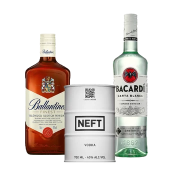 Neft Vodka + Ballantine's + Bacardí Carta Blanca
