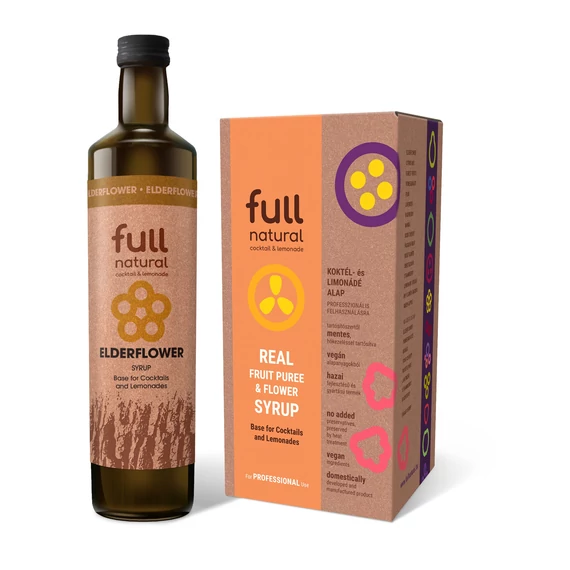 Full natural bodzavirág virágszirup 0% hozzáadott cukorral - tároló dobozban (3 kg)