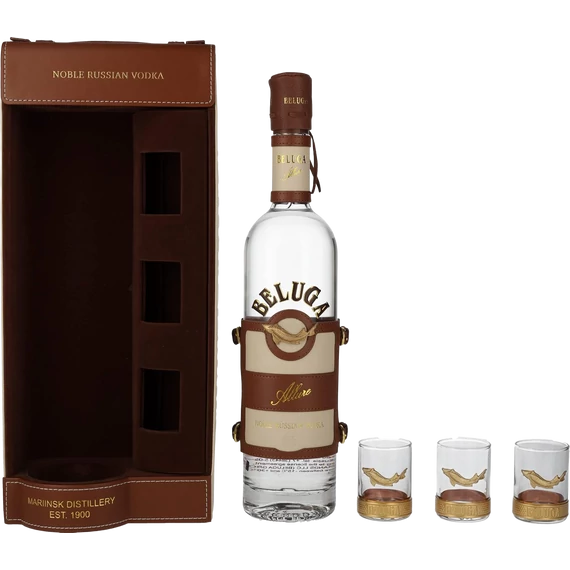 Beluga Allure Vodka (Díszdoboz + 3 Pohár) (0,7L|40%)